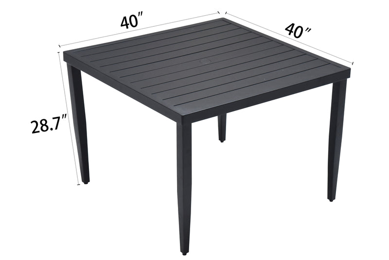 Outdoor Patio Rectangle Dining Table With Tapered Feet & Umbrella Hole