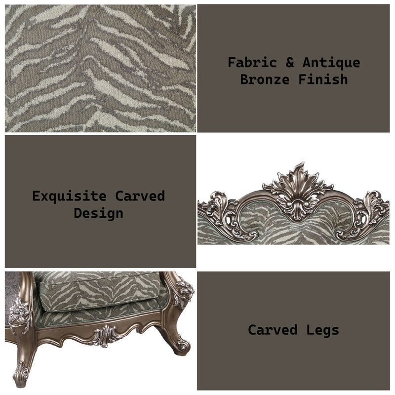 Elozzol - Chair With Pillow - Fabric & Antique Bronze Finish - Wood