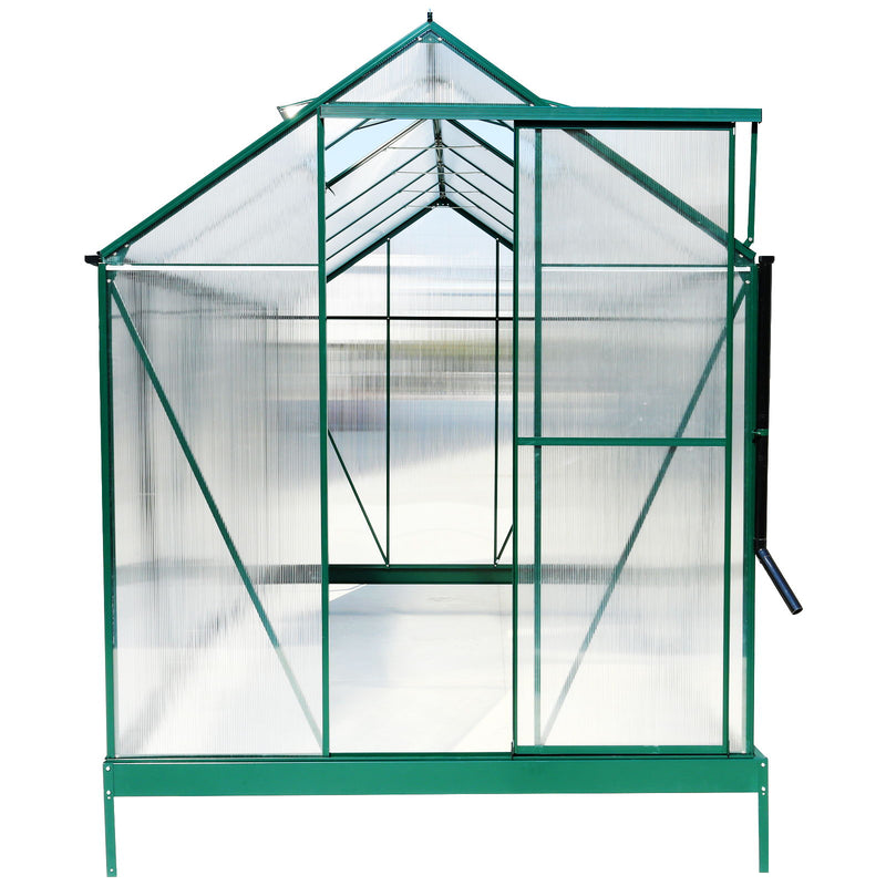 Polycarbonate Greenhouse, Heavy Duty Outdoor Aluminum Walk-In Green House Kit With Rain Gutter, Vent And Door For Backyard Garden