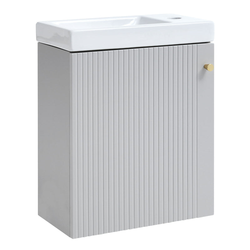 Contemporary Wall-Mounted Bathroom Vanity Combo Cabinet With Ceramic Basin Ideal For Small Bathrooms