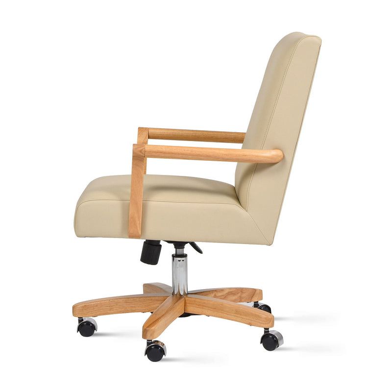 Dumont - Modern Farmhouse High Back Executive Home Office Chair - Neutral Cream Beige / Natural