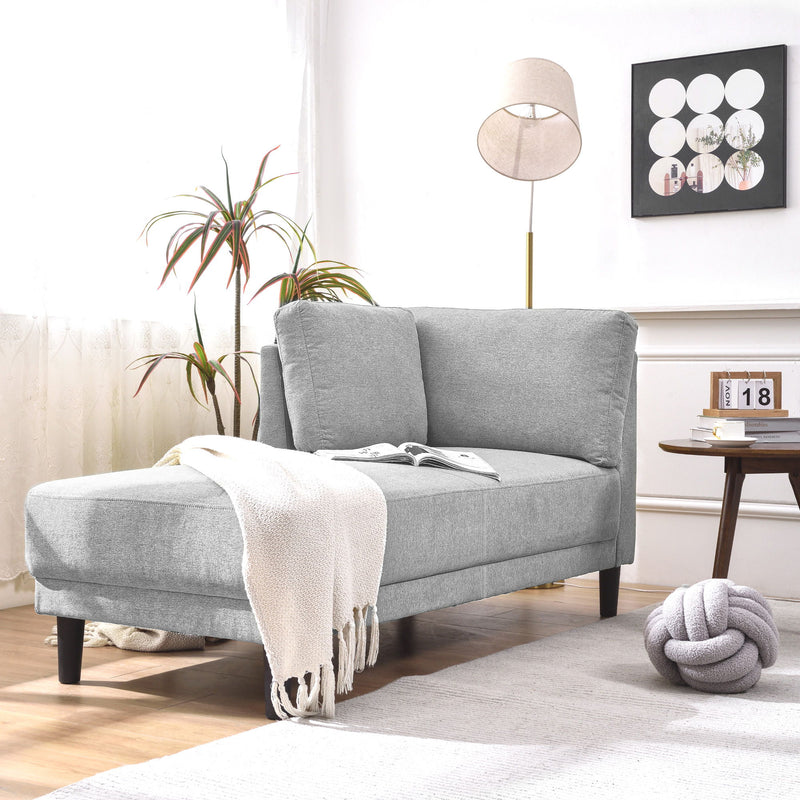 Mid-Century Modern Linen Corner Lounge Chair, Upholstered Indoor Chaise Lounge, Sleeper Sofa