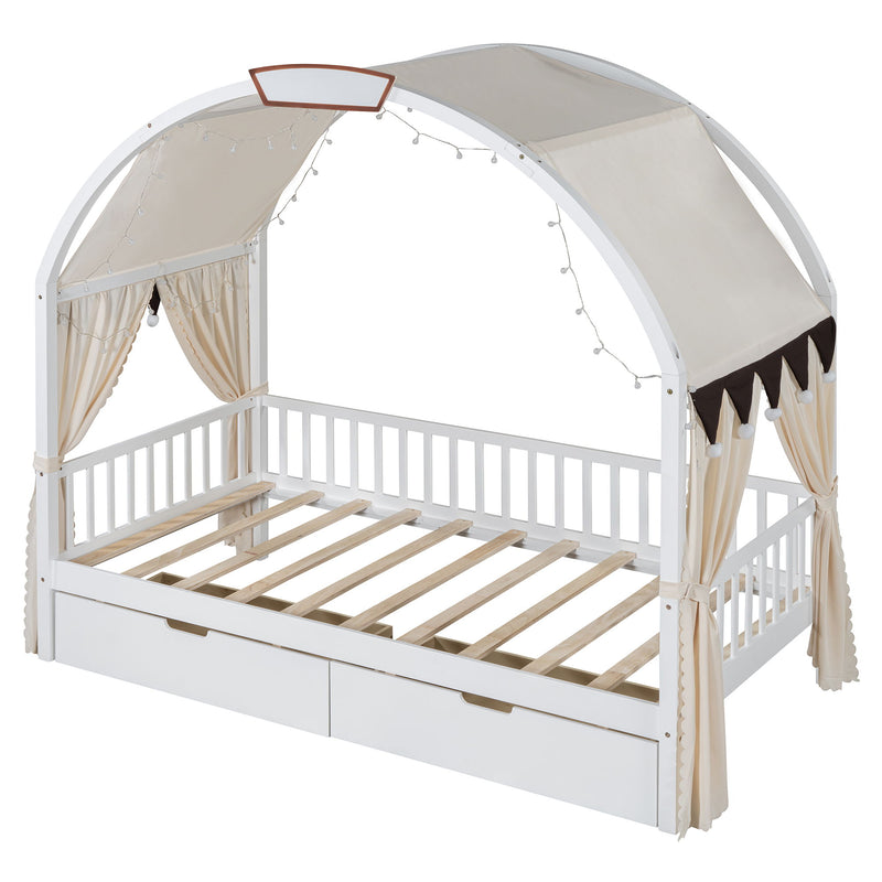 Bed With Arched Roof And 2 Drawers