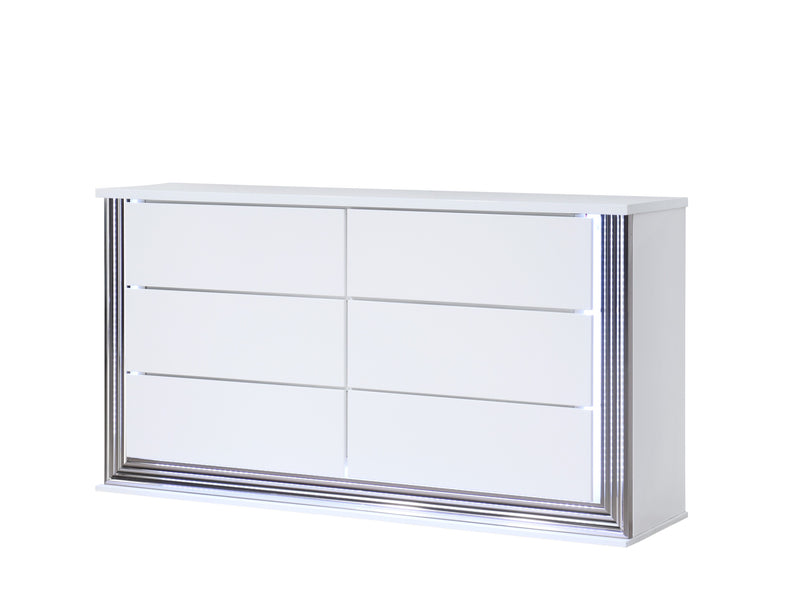 Moon - Smooth Dresser With LED - White