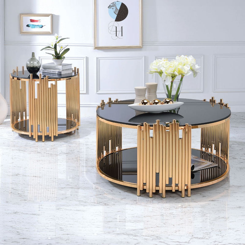 Tanquin - Coffee Table - Gold & Black Glass