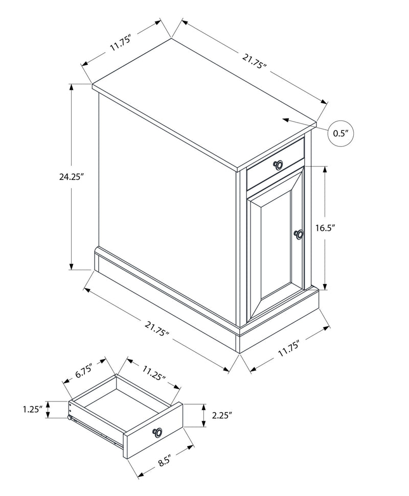 Accent End Table, Storage Drawer, Versatile Design - Espresso