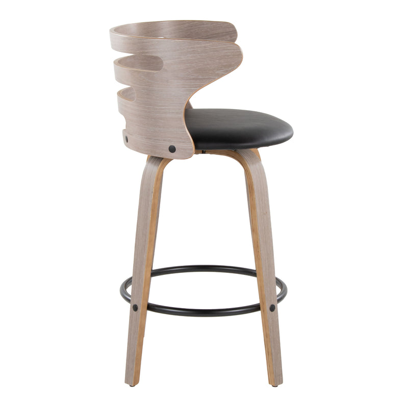 Cosini - Mid Century Modern Fixed Height Barstool With Swivel And Round Footrest (Set of 2)