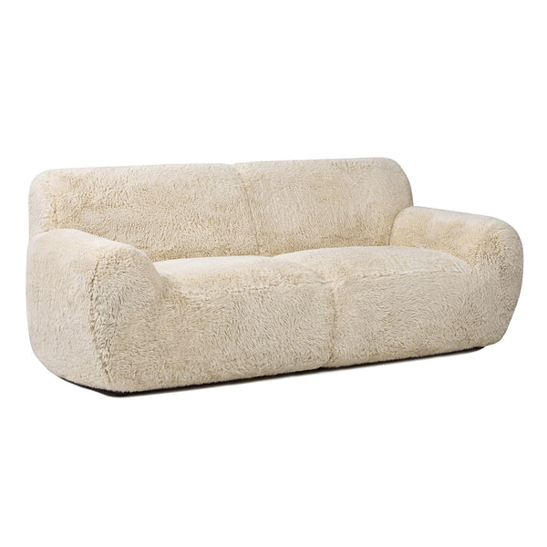 Summit - Faux Sheepskin Overstuffed Sofa - Cream Beige