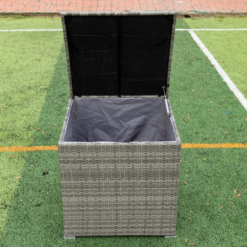 4 Piece Patio Sectional Wicker Rattan Outdoor Furniture Sofa Set With Storage Box - Gray