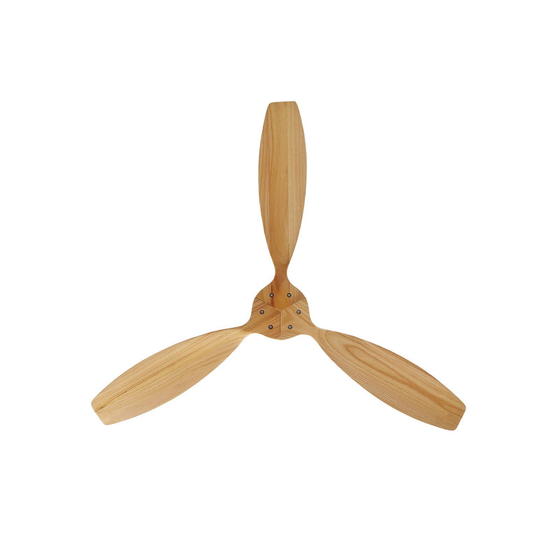 Decorative Solid Wood Ceiling Fan Without Light 6 Speed Remote Control Reversible Dc Motor For Home - Light Brown / White