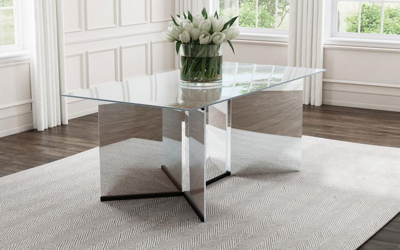 Emery - Rectangular Mirrored Dining Table - Silver