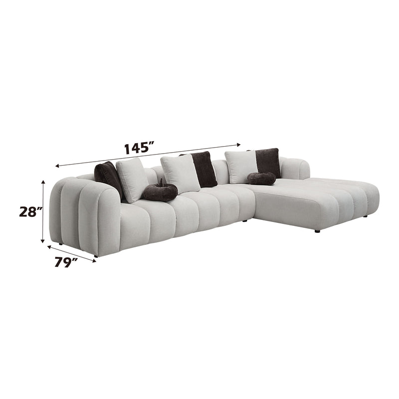 Manilla - Sectional Sofa With 8 Pillows - Ivory White