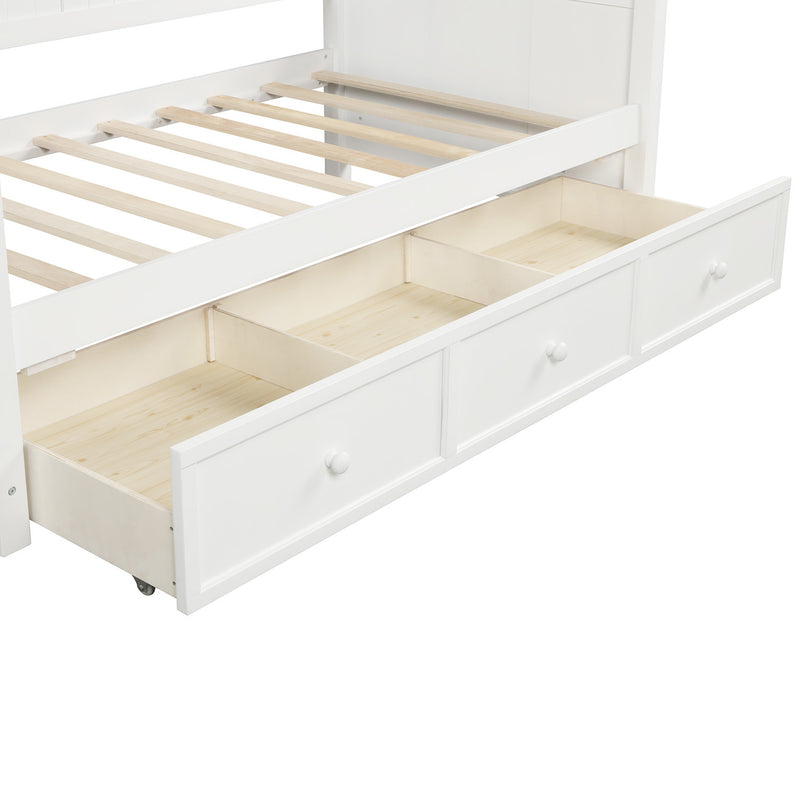 Wood Daybed with Three Drawers ,Twin Size Daybed,No Box Spring Needed ,White