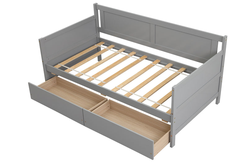 Daybed with two drawers, Twin size Sofa Bed,Storage Drawers for Bedroom,Living Room ,Grey(New SKU:W504P149044)