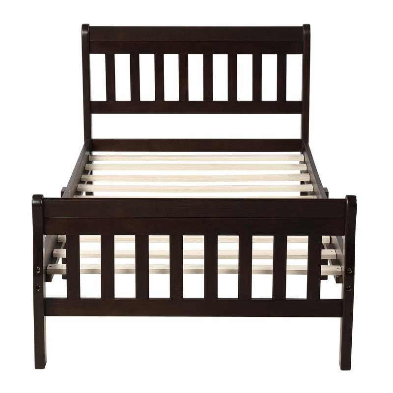 Wood Platform Bed Twin Bed Frame Panel Bed Mattress Foundation Sleigh Bed with Headboard/Footboard/Wood Slat Support