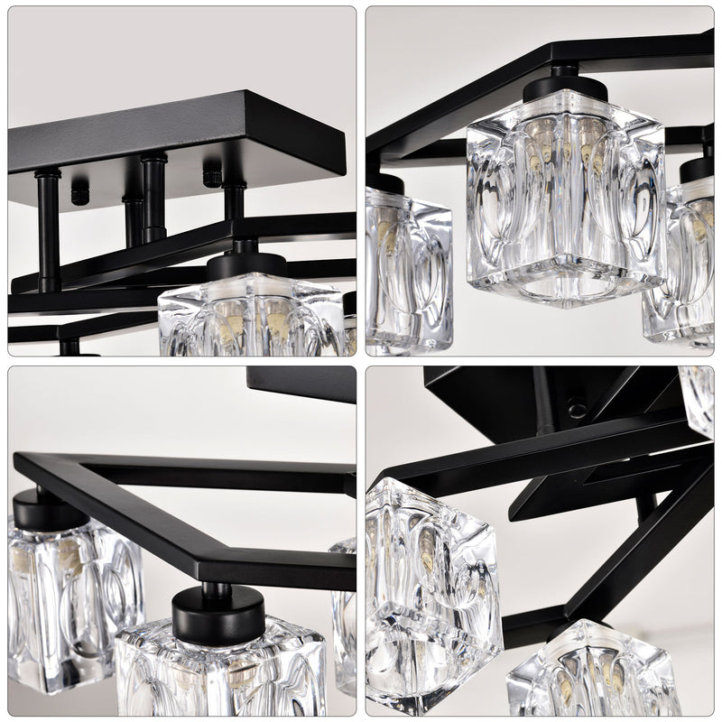 6 Light Crystal Ceiling Light For Dining Room, Modern Ceiling Lamp With Light Fixture For Entryway, Lobby, Kitchen, Bedroom, Living Room, Conference Room, (6*G9 Bulbs Included)