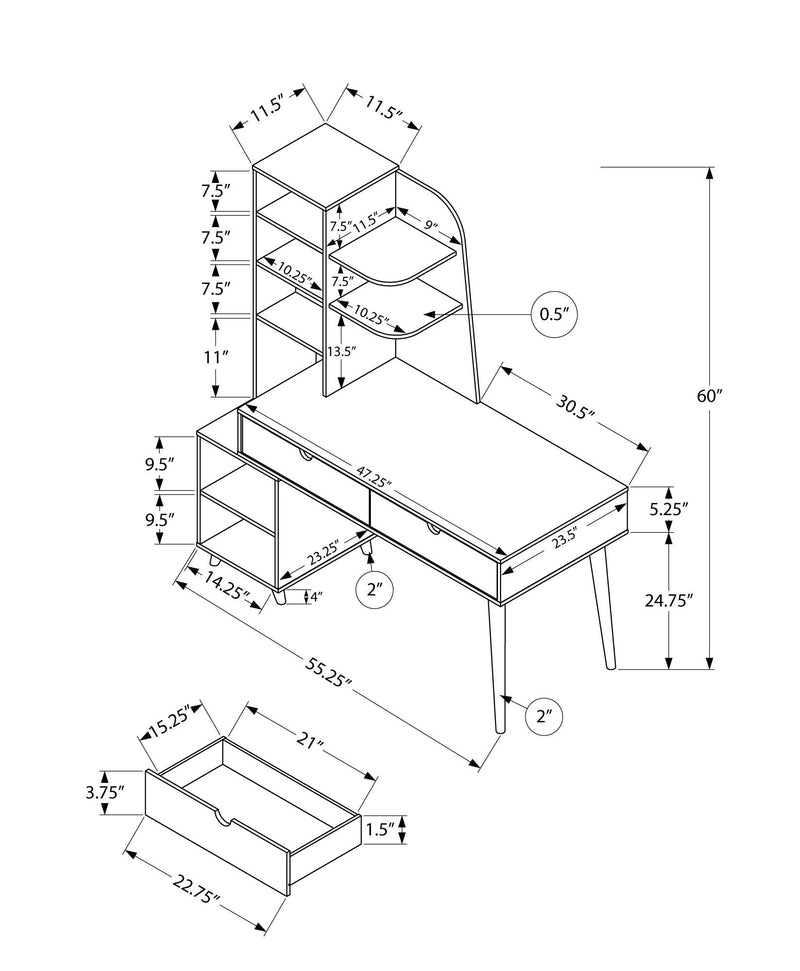 Computer Desk For Home Office, Laptop, Storage Drawers, Solid Transitional - Espresso