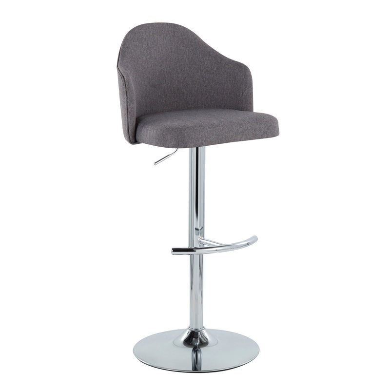 Ahoy - Contemporary Adjustable Barstool With Swivel With Rounded T Footrest (Set of 2)