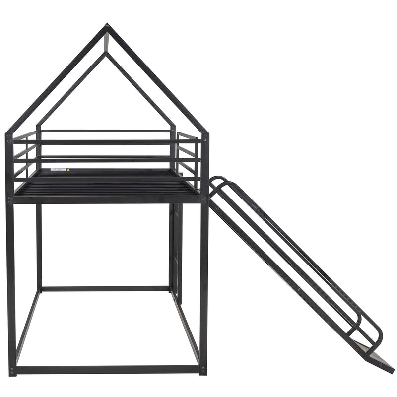 Twin Over Twin House Bunk Bed With Ladder And Slide