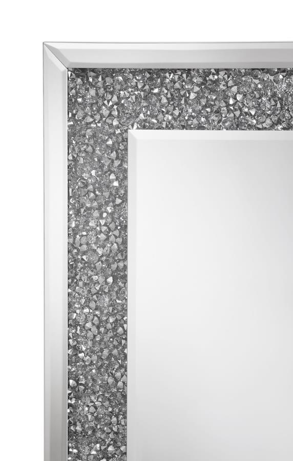 Valerie - Acrylic Crystal Floor Mirror - Silver