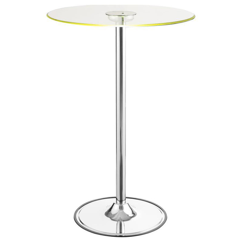 Thea - Round Glass Top LED Bistro Bar Table - Chrome - Atlantic Fine Furniture Inc