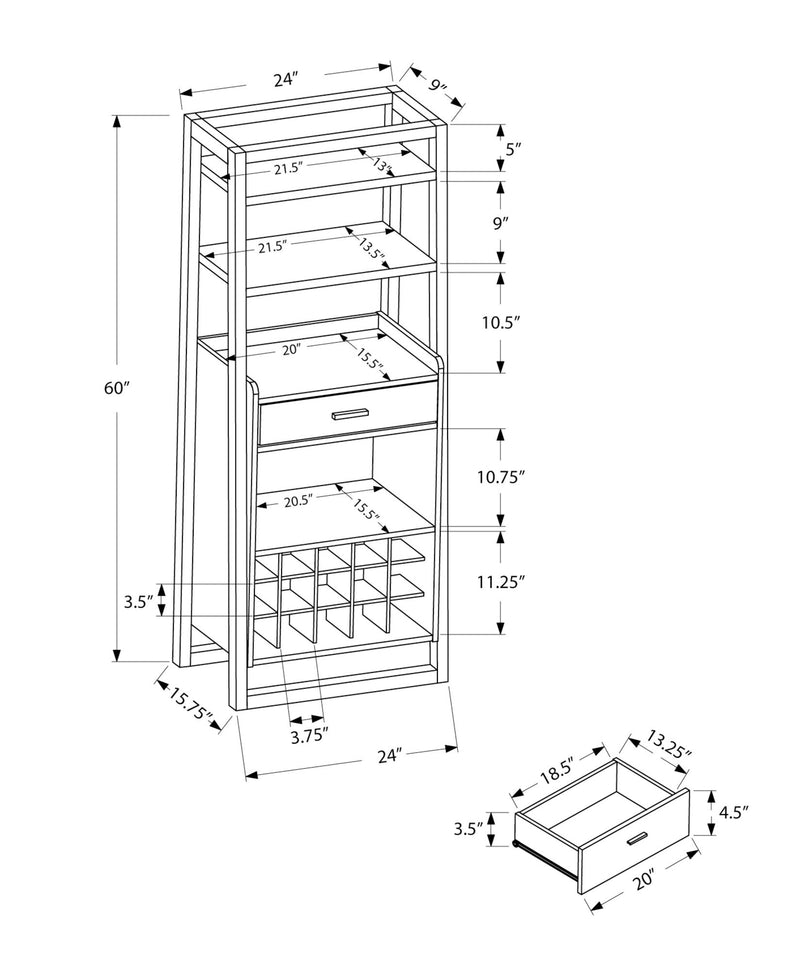 Home Bar Wine Rack Storage Cabinet - Espresso