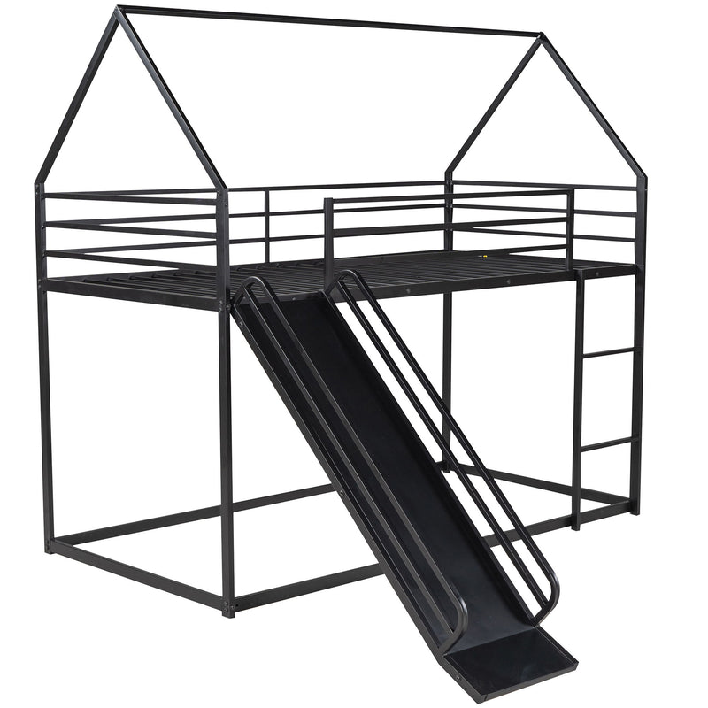 Twin Over Twin House Bunk Bed With Ladder And Slide