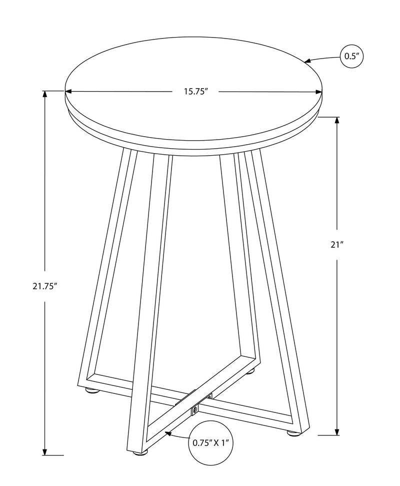 Accent Table, Side, Round Marble Look Contemporary & Modern - Black