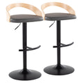 Grotto - Contemporary Adjustable Barstool With Swivel & Rounded T Footrest (Set of 2)