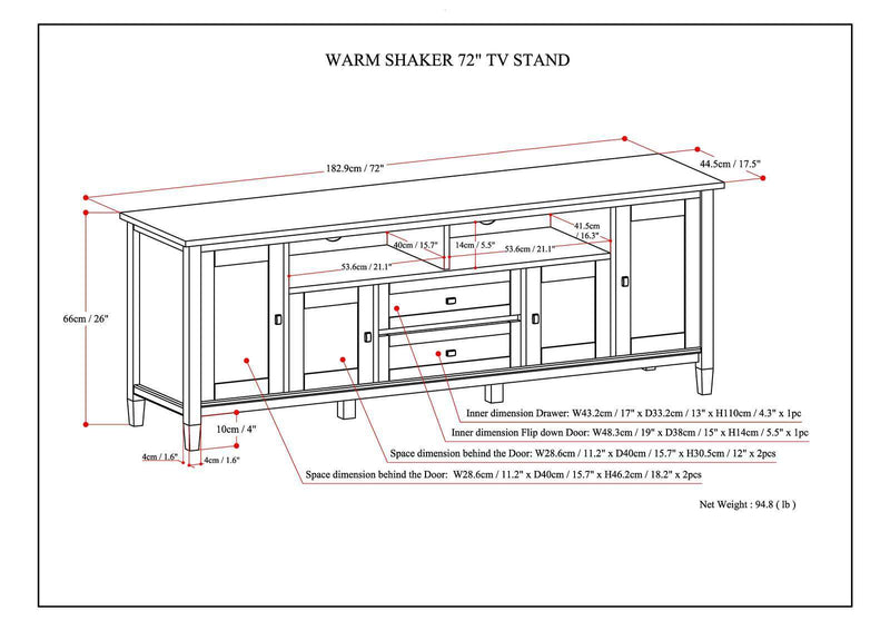 Warm Shaker - TV Media Stand - Hickory Brown