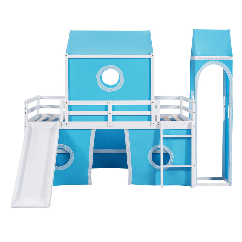 Loft Bed With Slide Tent And Tower