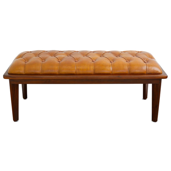 Arden - Bench With Buttons - Brown / Rustic / Tan