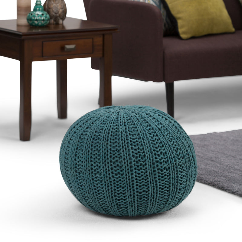 Shelby - Handcrafted Hand Knit Round Pouf