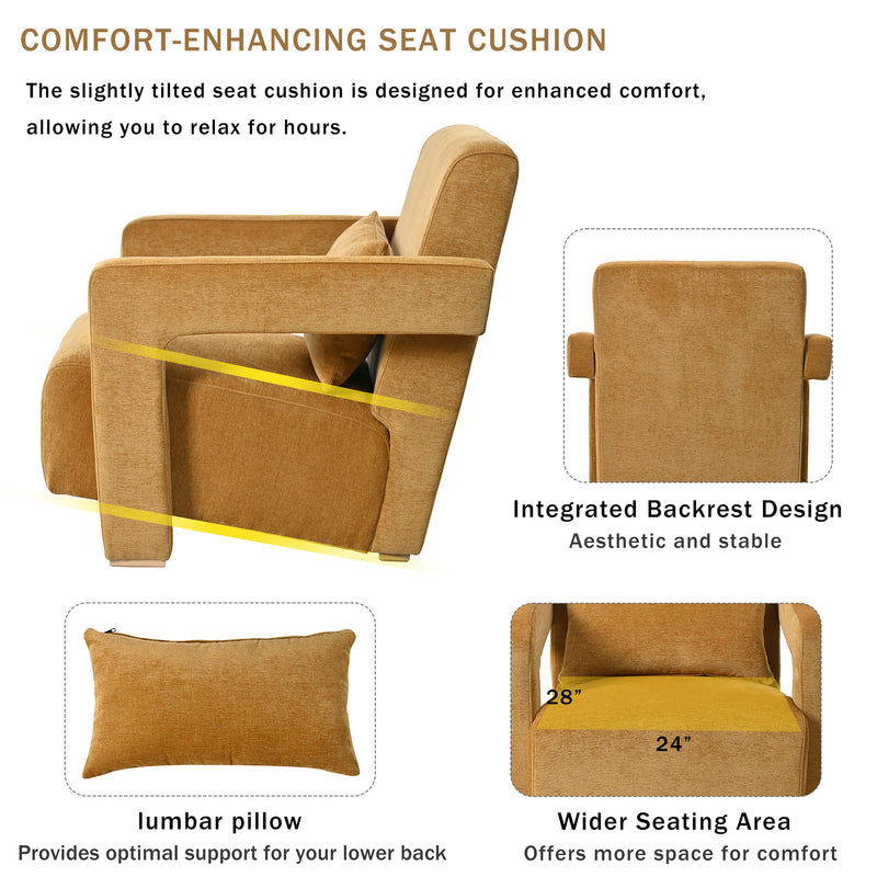 Sleek Right Angle Armrests, Ergonomic Lumbar Support, Square Wooden Block Legs, Inclined Seat For Comfort, Artistic Statement Piece For Living Room, Bedroom And Study