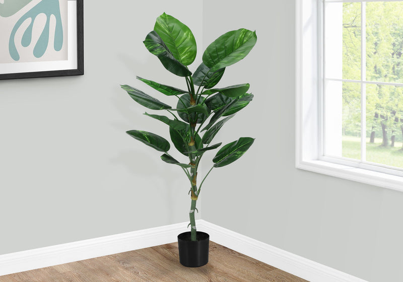 54" Tall, Artificial Plant, Dieffenbachia Tree, Indoor, Faux, Fake, Floor, Greenery, Potted, Real Touch, Decorative - Green / Black