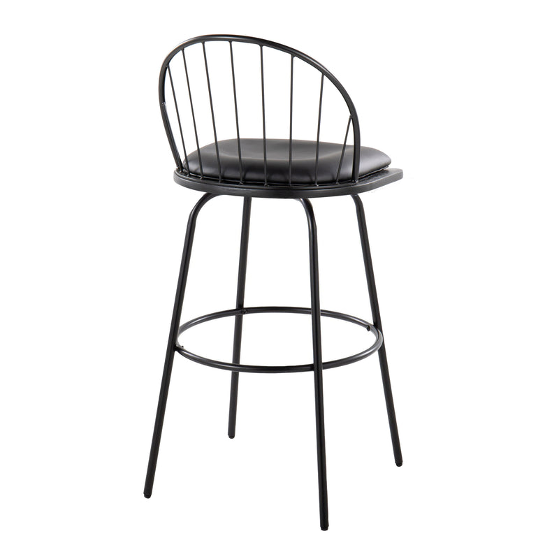 Riley - Claire Farmhouse Fixed Height Barstool With Swivel With Round Footrest (Set of 2)