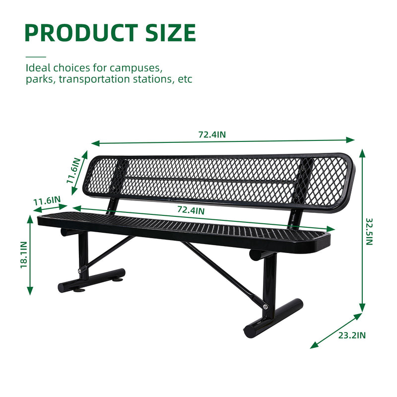 Outdoor Steel Bench With Backrest