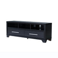 Modern TV Stand With Three Open Shelves And Two Drawers With Stylish Media Storage