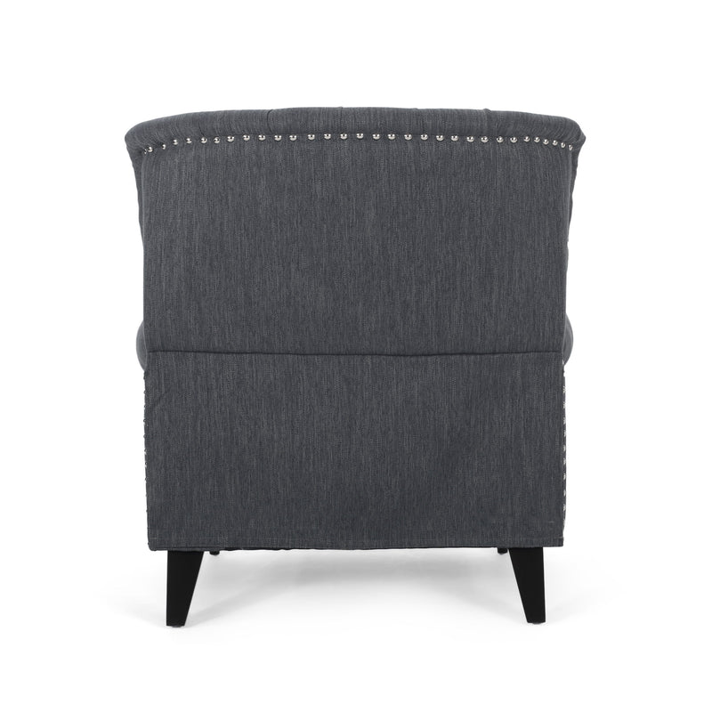 Classic Style Fabric Push Back Chair - Charcoal