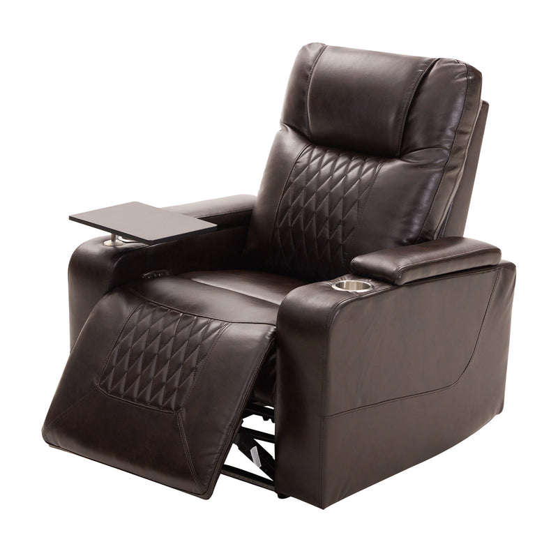 Power Motion Recliner With USB Charging Port And Hidden Arm Storage 2 Convenient Cup Holders Design And 360 Degree Swivel Tray Table