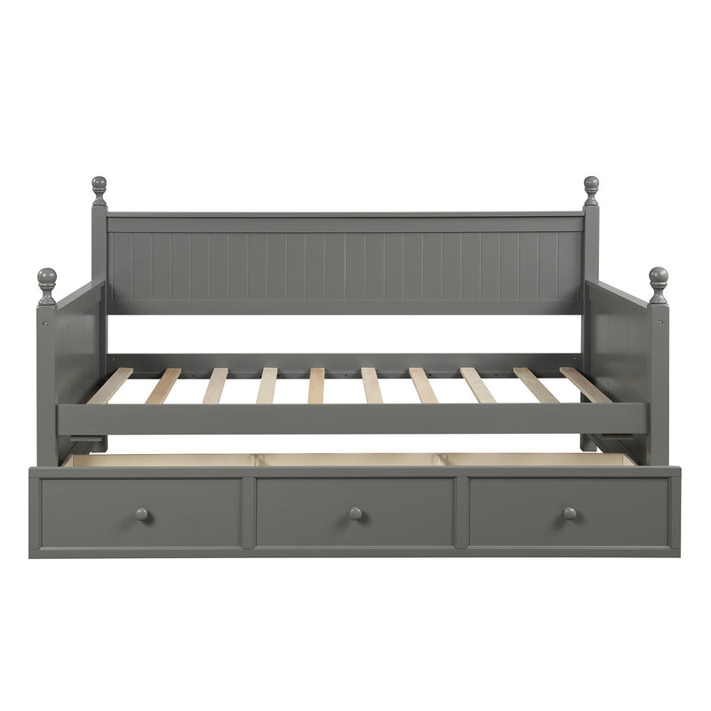 Wood Daybed with Three Drawers ,Twin Size Daybed,No Box Spring Needed ,Gray