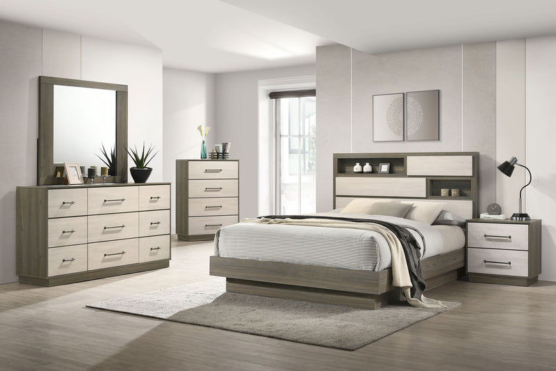 Fenwick - 9-Drawer Dresser With Mirror - Gray Oak