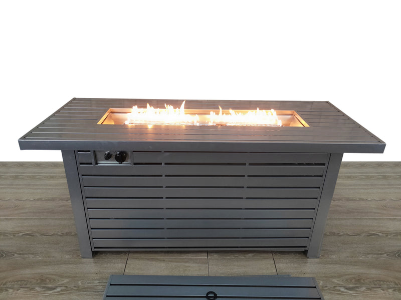 Propane / Natural Gas Outdoor Fire Pit Table With Lid - Gray