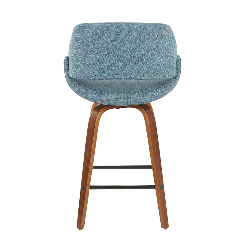 Fabrico - Mid-Century Modern Counter Stool (Set of 2) - Walnut / Blue