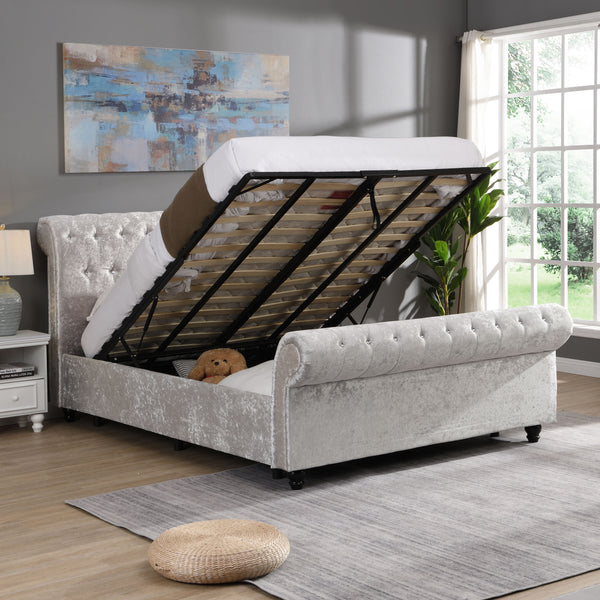 Hartfried - Queen Size Upholstered Storage Bed - Beige