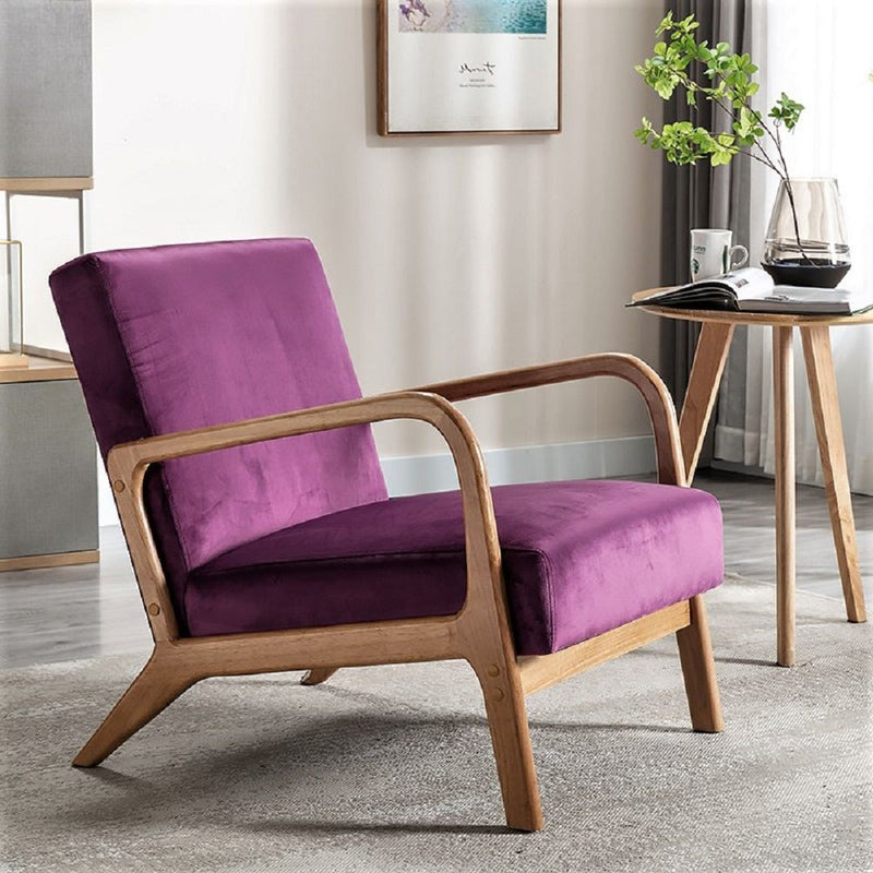 Classic Mid-Century Modern Accent Chairs, Open Framed Armchair With Cushioning