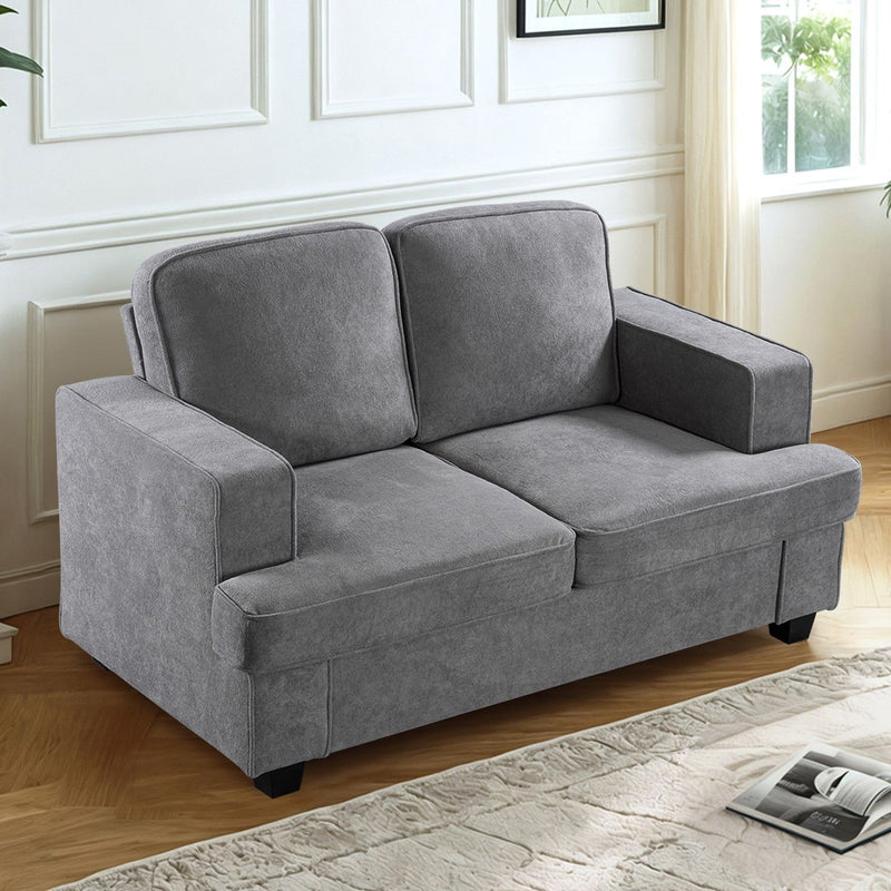 Modern Loveseat, Comfortable 2 Seater Couch With Deep Seating, Loose Back Cushions, Wide Arms