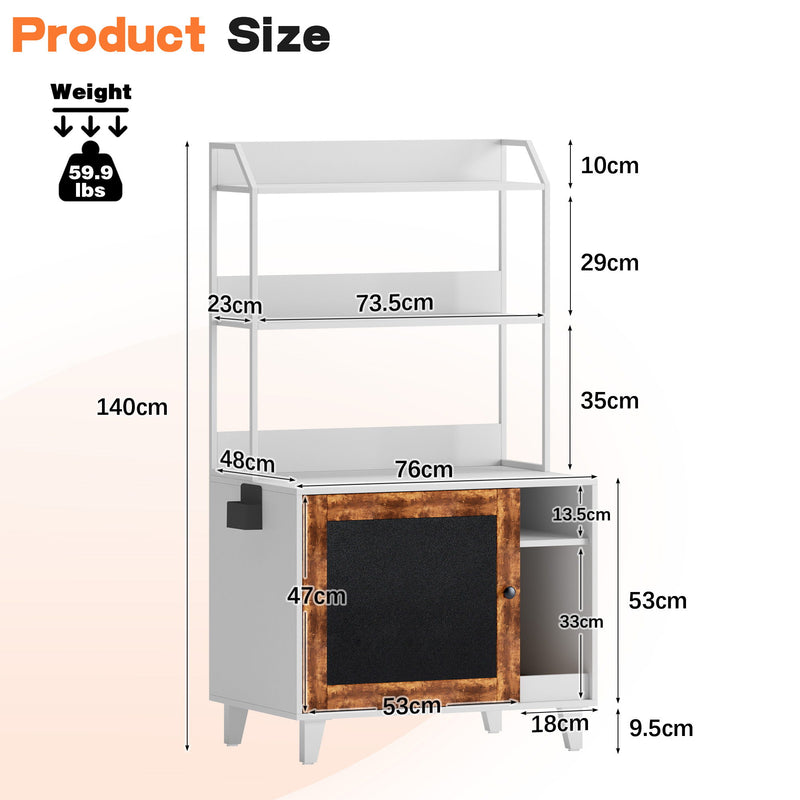 Graffiti The Litter Box Enclosure With 2 Storage Shelves And 1 Doors, Hidden Cat Litter Box Enclosure Furniture With Shelf, Indoor Cat House Furniture For Most Of Litter Box - White