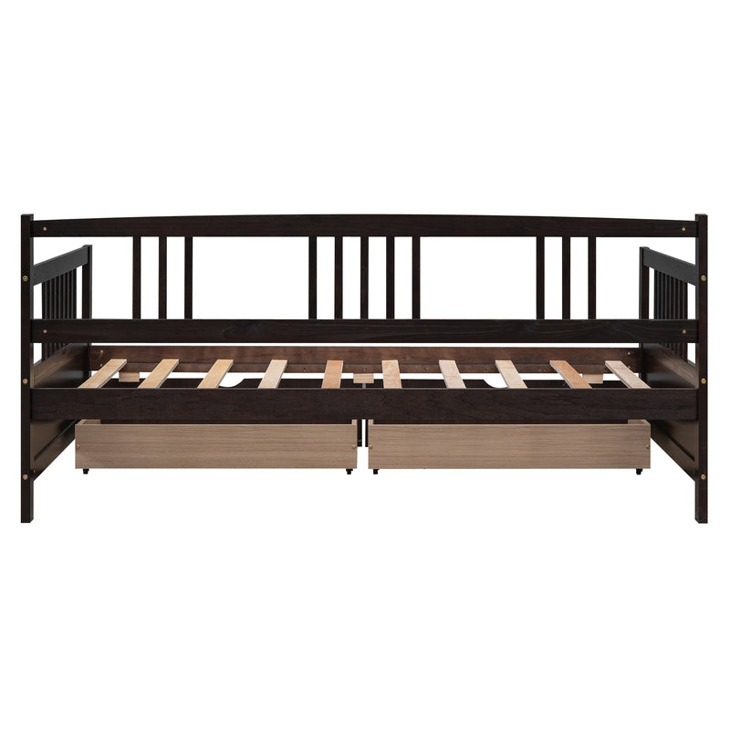 Twin Size Daybed Wood Bed with Two Drawers,Espresso(OLD SKU:LP000057AAP)