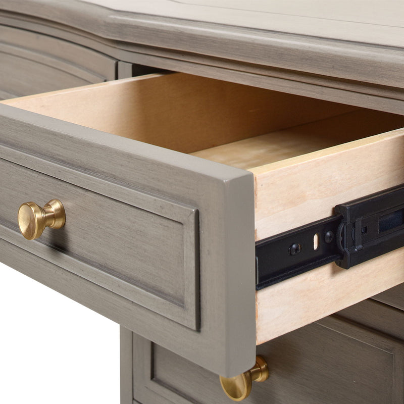 Dauphin - Gold Accent 5 Drawer Executive Desk - Gray Cashmere